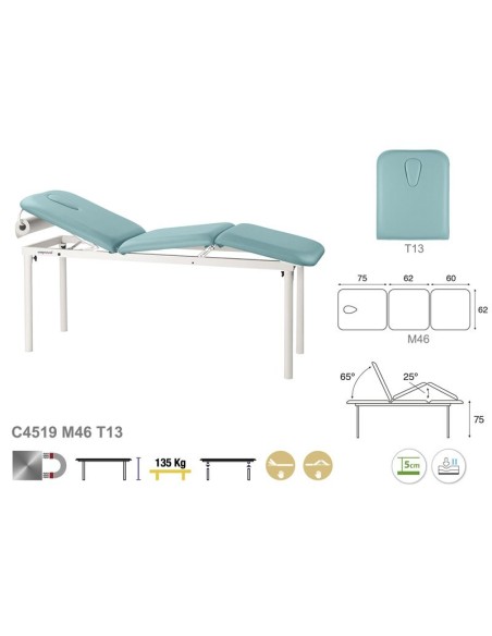 Camilla Ecopostural Fija Metálica 3 Cuerpos C4519