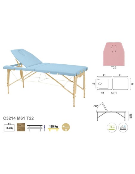 Camilla Ecopostural Plegable Madera 2 cuerpos C3214