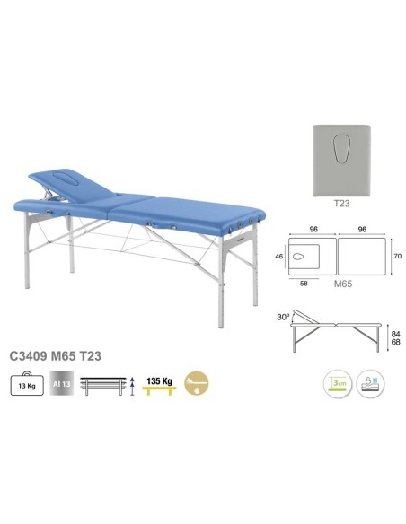 Camilla Ecopostural Plegable Aluminio 2 cuerpos C3409