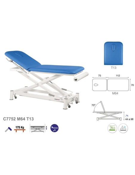 Camilla Ecopostural Hidráulica Tijera Blanca 2 Cuerpos C7752 M64