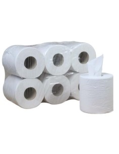 BOBINAS PAPEL SECAMANOS TISSUE GOFRADA 2 CAPAS 6 unds.