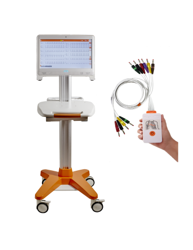 Electrocardiógrafo Cardioline TouchECG HD+ Digital System con PC All-in-One y carro