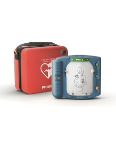 desfibrilador Philips Heartstart HS1 DESA con bolsa + Kit RCP + Vitrina con alarma + cartel