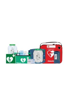 desfibrilador Philips Heartstart HS1 DESA con bolsa + Kit RCP + Vitrina con alarma + cartel 2