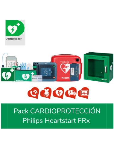 Desfibrilador Philips Heartstart FRx, con pack de cardioproteccion.vitrina y accesorios